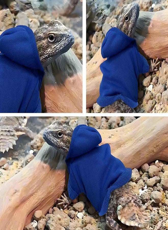 HOKABLE Lizard Clothes for Bearded Dragons Reptile Apparel Handmade Cotton Material Hoodies Gift for Lizard Small Animal Gecko Chameleon(Blue - Image 3
